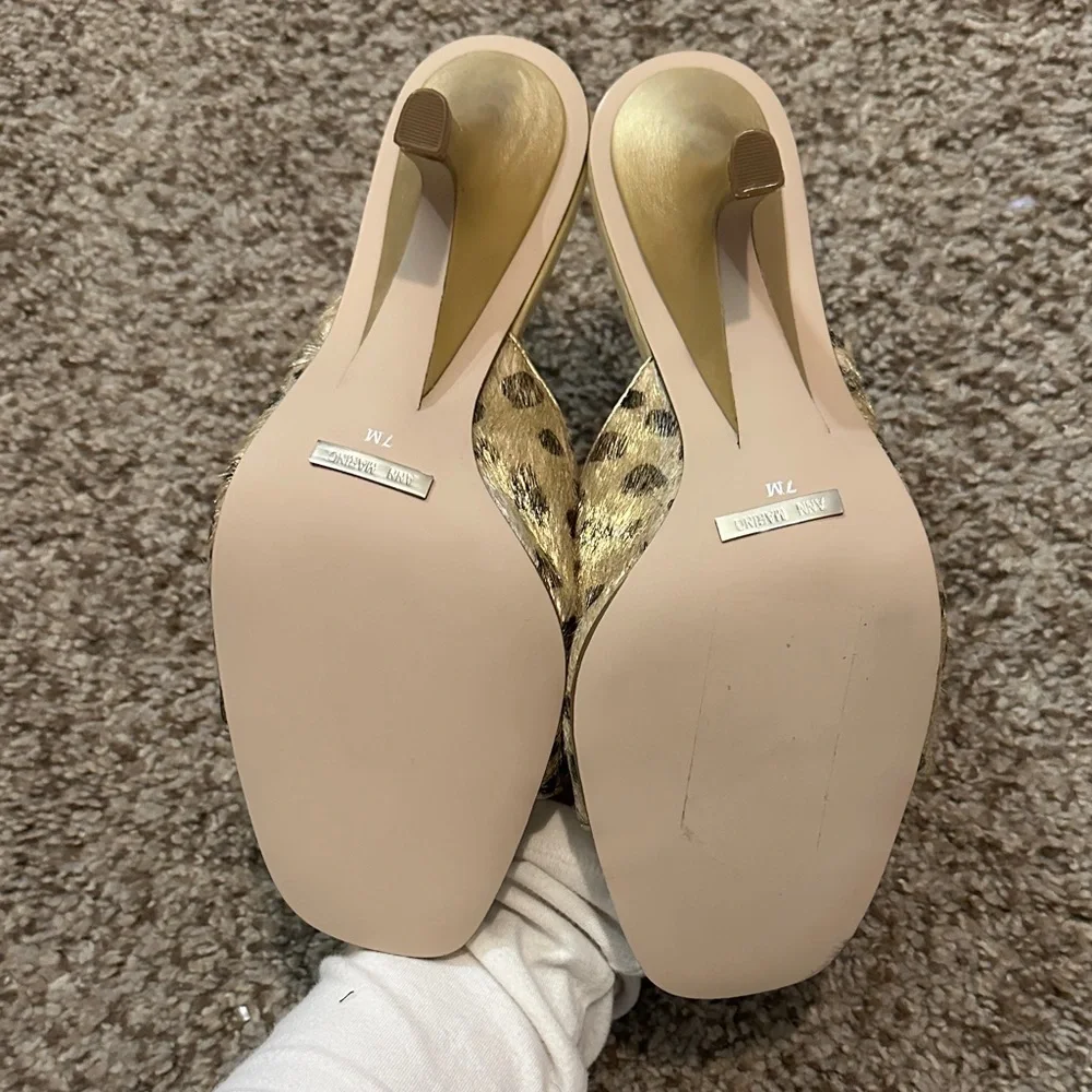 New Ann Marino Women's Tan Leopard Mules - Picture 2 of 2